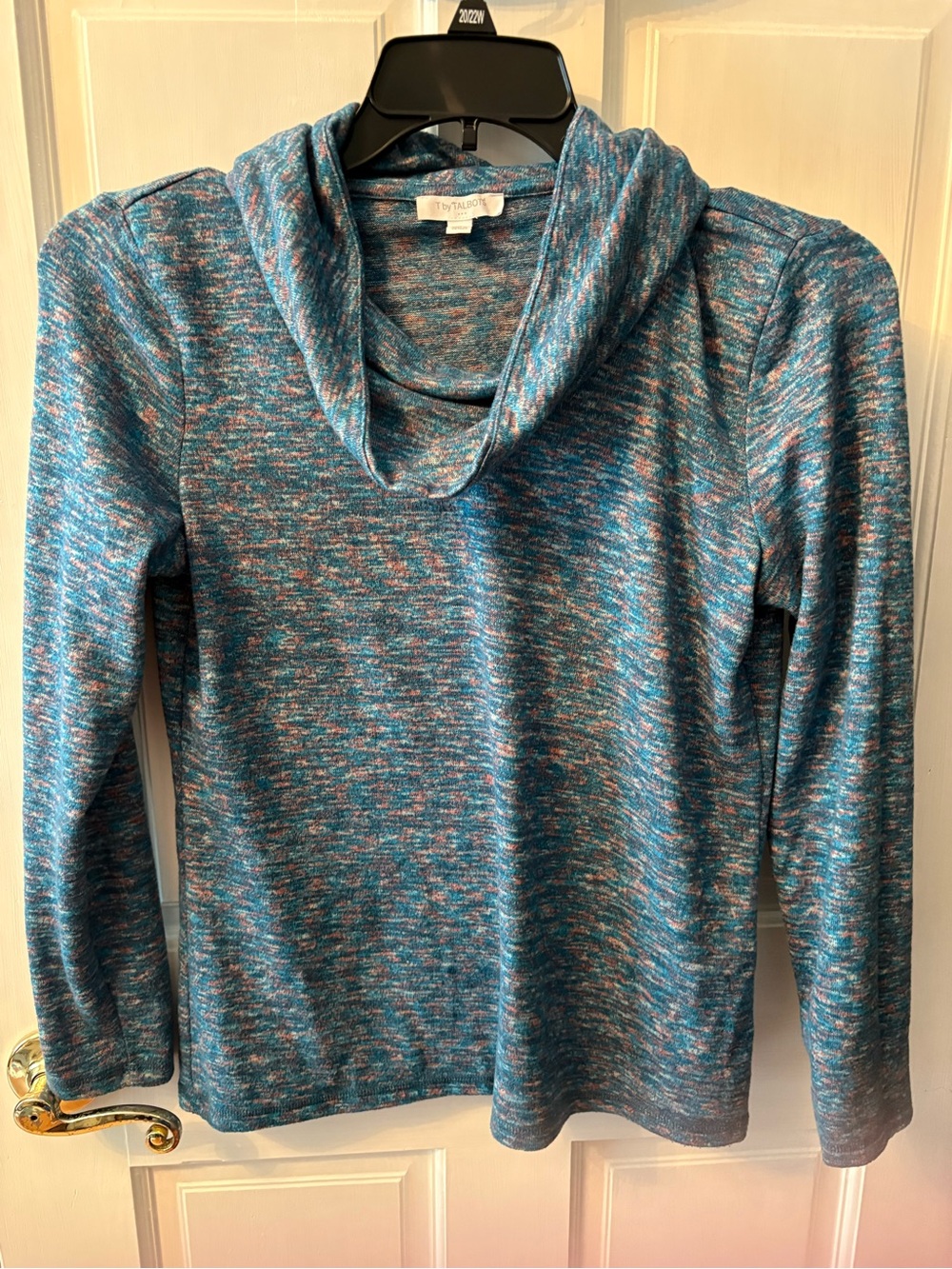 Talbots Teal Multi-Color Cowlneck Sweater